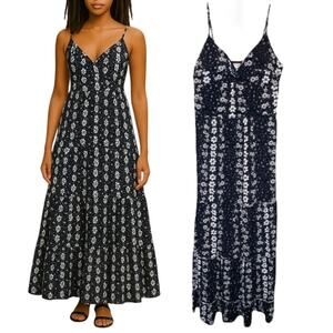 Tiered Babydoll Y2K Maxi Dress Womens M Black Floral Whimsigoth Soft Girl Summer